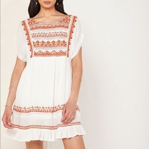 FREE PEOPLE Sunrise Wanderer Mini Dress in Ivory